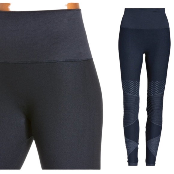 SPANX Look At Me Now Seamless Moto Leggings Indigo Sky Size M - Picture 14 of 14